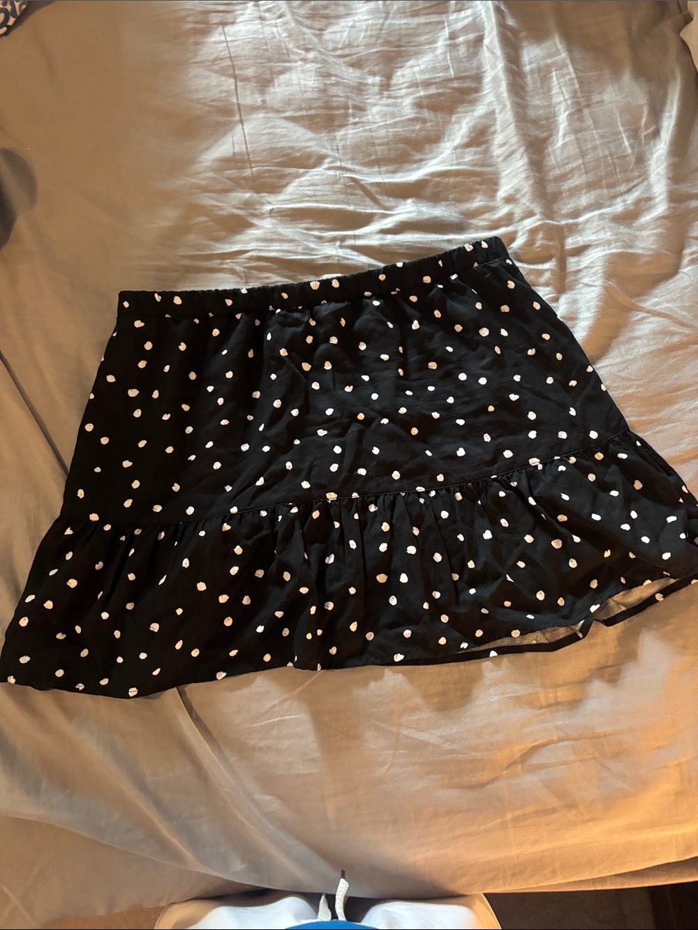 cloth & stone Black Polka Dot Mini Skirt with Ruffle Hem